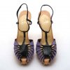 CHRISTIAN LOUBOUTIN SUEDE PURPLE BLACK PATENT HEELS WITH SPIKES 38